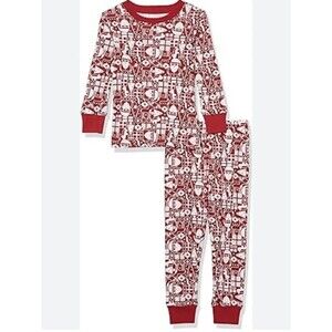 Amazon Essentials 6/7 Unisex Christmas/Santa Pjs 100% Cotton Red/White